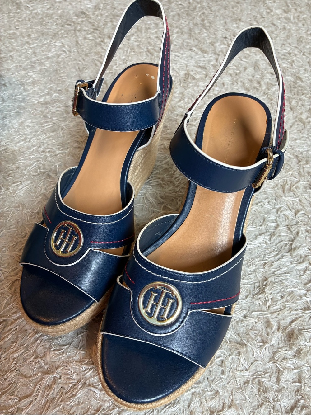 Tommy Hilfiger Navy Kinsey Sandal Wedge - Picture 2 of 11